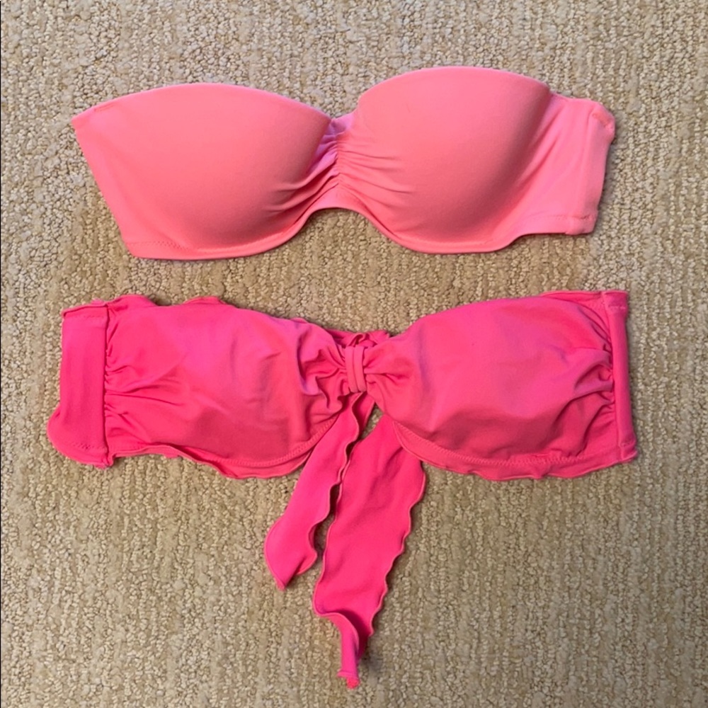 Victoria’s Secret Bandeau bikini tops. Small/34b